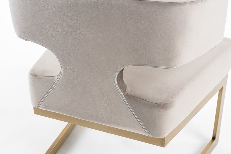 Calvo Modern Off-White Velvet & Brass Dining Chair — view 4