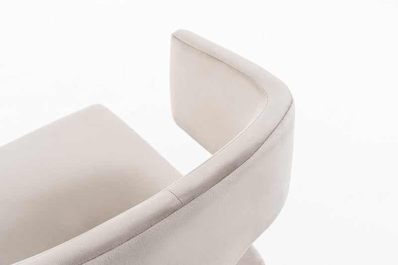 Calvo Modern Off-White Velvet & Brass Dining Chair — view 5