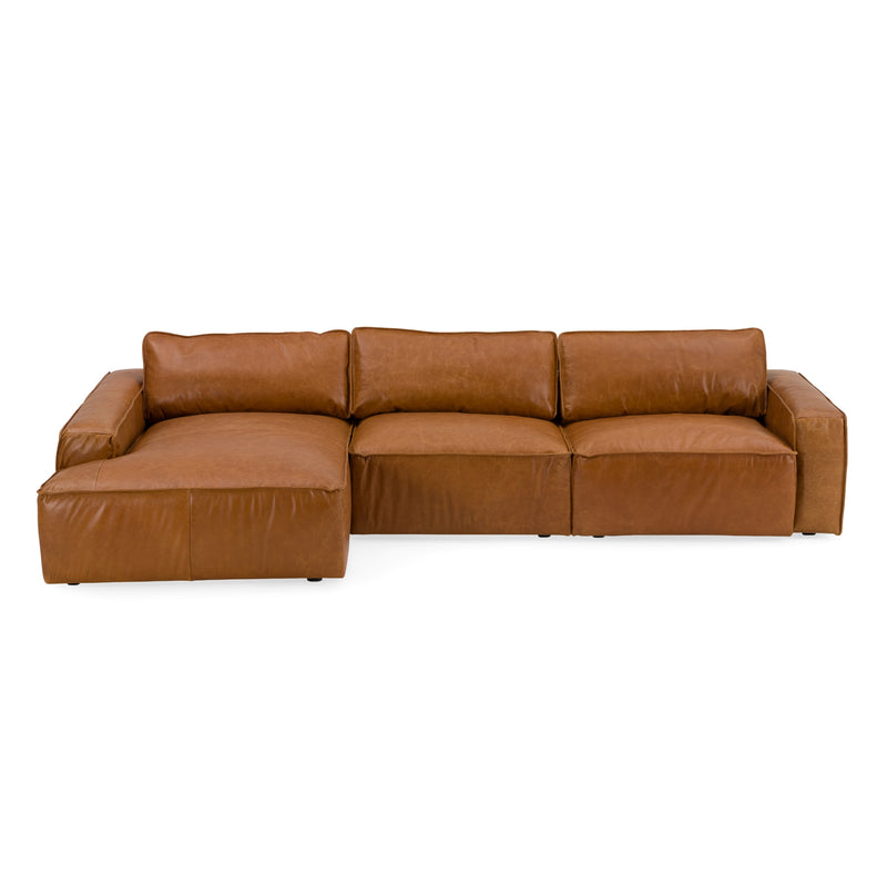Cambria - Modern LAF Cognac Leather Sectional Sofa — view 2