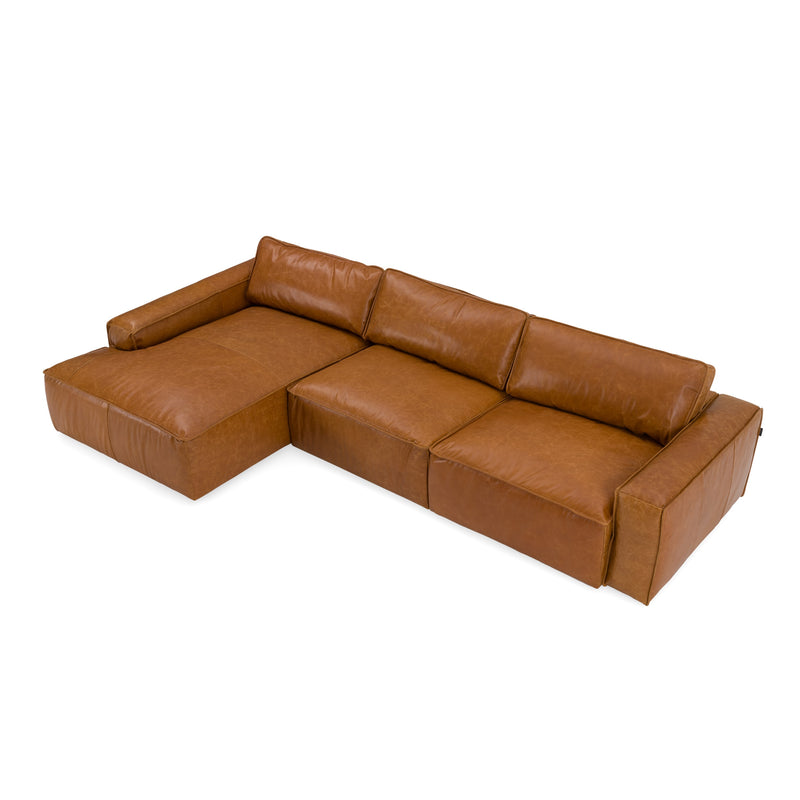 Cambria - Modern LAF Cognac Leather Sectional Sofa — view 4