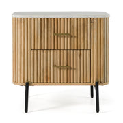 Cambridge White Marble & Mango 2 Drawer Nightstand — view 4
