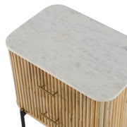 Cambridge White Marble & Mango 2 Drawer Nightstand — view 5