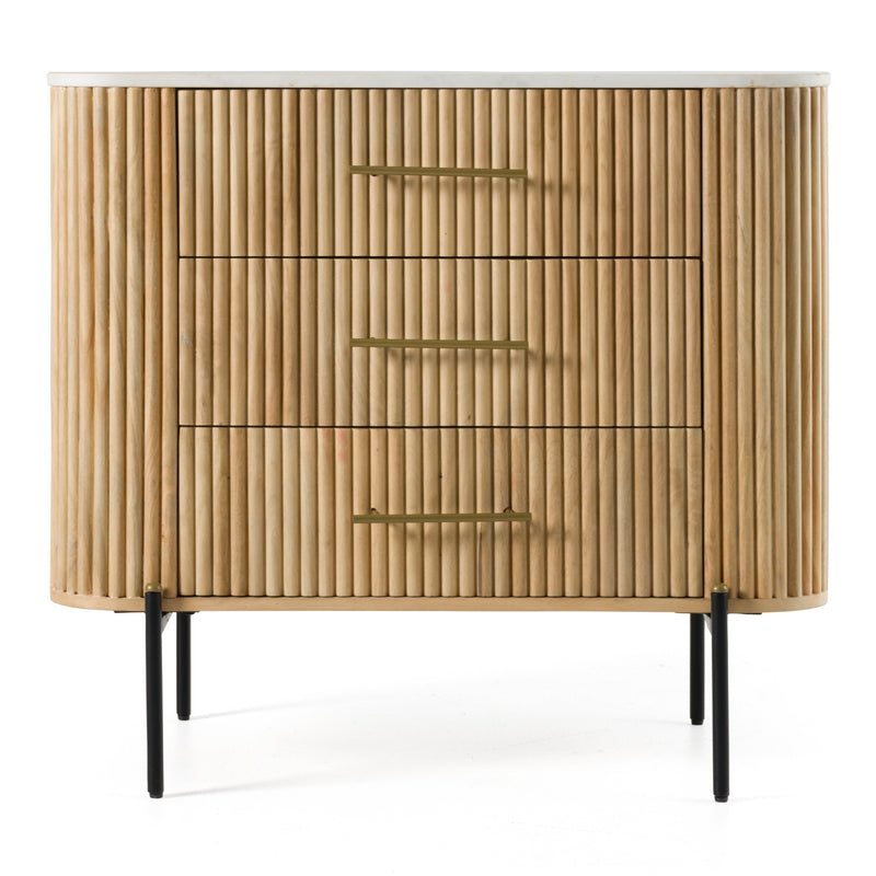 Cambridge White Marble & Mango 3 Drawer Dresser — view 2