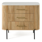 Cambridge White Marble & Mango 3 Drawer Dresser — view 3