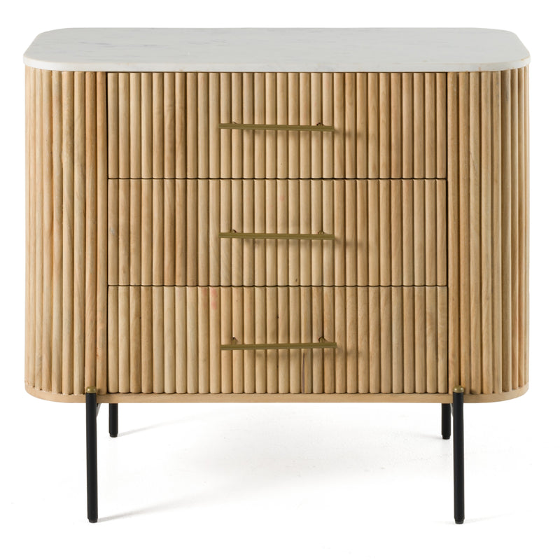 Cambridge White Marble & Mango 3 Drawer Dresser — view 3