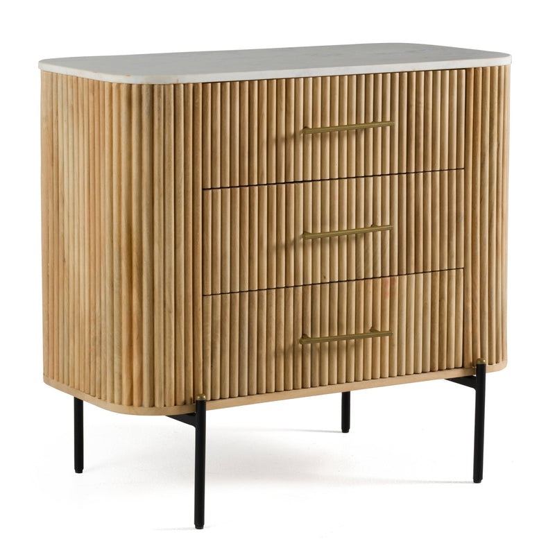 Cambridge White Marble & Mango 3 Drawer Dresser — view 4