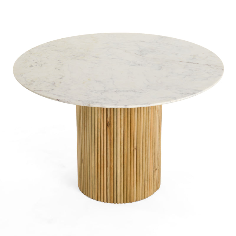 Cambridge White Marble & Mango Round Dining Table — view 2