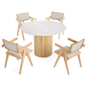 Cambridge White Marble & Mango Round Dining Table — view 4