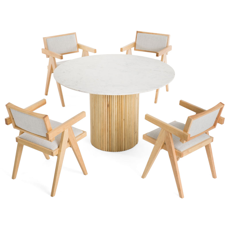 Cambridge White Marble & Mango Round Dining Table — view 4