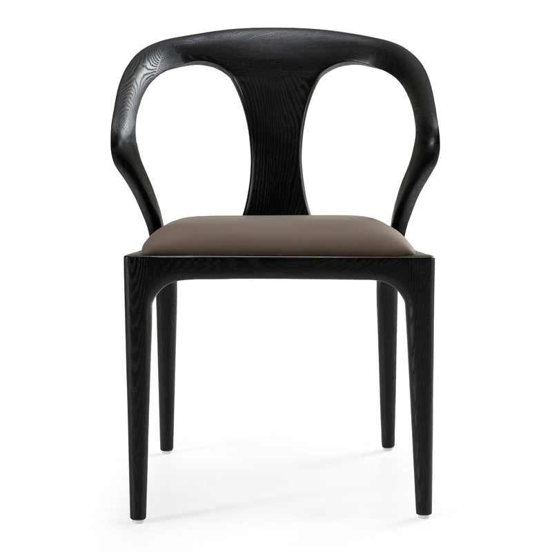 Campbell - Mid-Century Modern Grey Leatherette & Black Ash Dining Chair — view 4