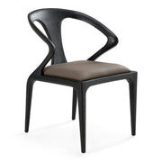 Campbell - Mid-Century Modern Grey Leatherette & Black Ash Dining Chair — view 3