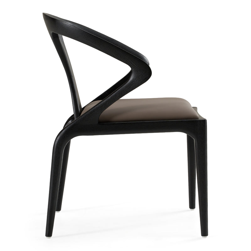 Campbell - Mid-Century Modern Grey Leatherette & Black Ash Dining Chair — view 5