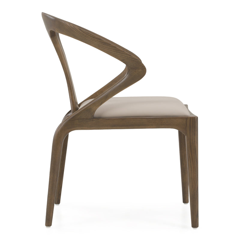 Campbell - Mid-Century Modern Grey Leatherette & Grey Ash Dining Chair — view 2