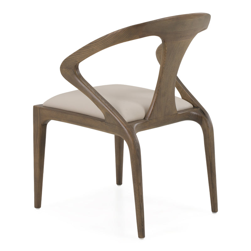 Campbell - Mid-Century Modern Grey Leatherette & Grey Ash Dining Chair — view 3