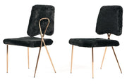 Candace - Modern Black Faux Fur Dining Chair (Set of 2) — view 4