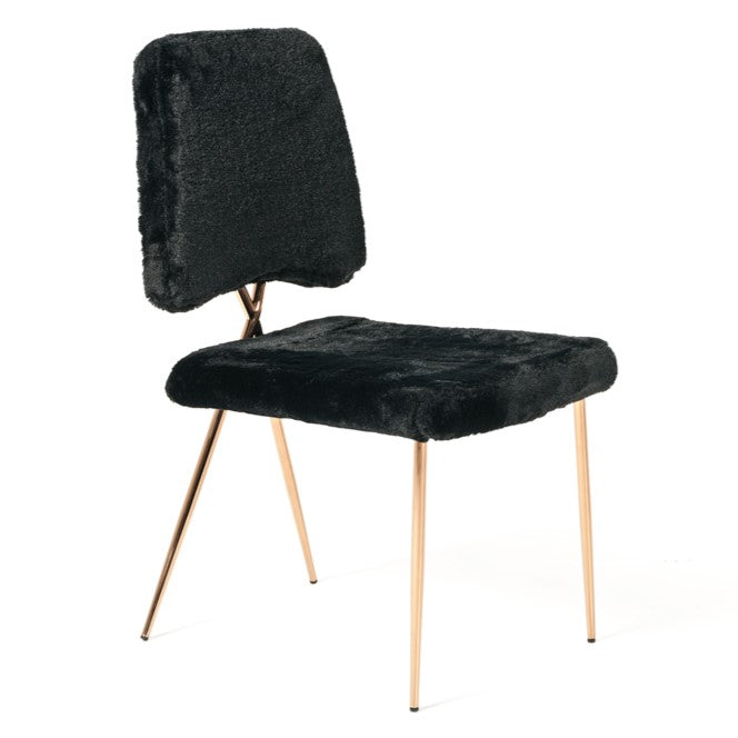 Candace - Modern Black Faux Fur Dining Chair (Set of 2) — view 3