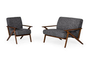 Candea - Mid-Century Walnut and Grey Accent Chair — view 3