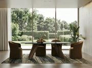 Carnaby - Modern Dark Grey Glass + Walnut Dining Table — view 5