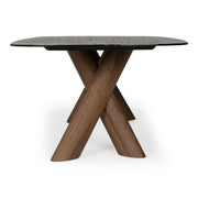 Carnaby - Modern Dark Grey Glass + Walnut Dining Table — view 2