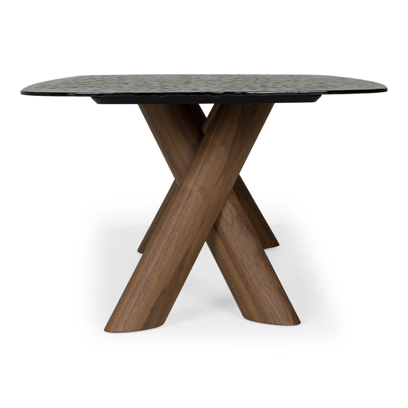 Carnaby - Modern Dark Grey Glass + Walnut Dining Table — view 2