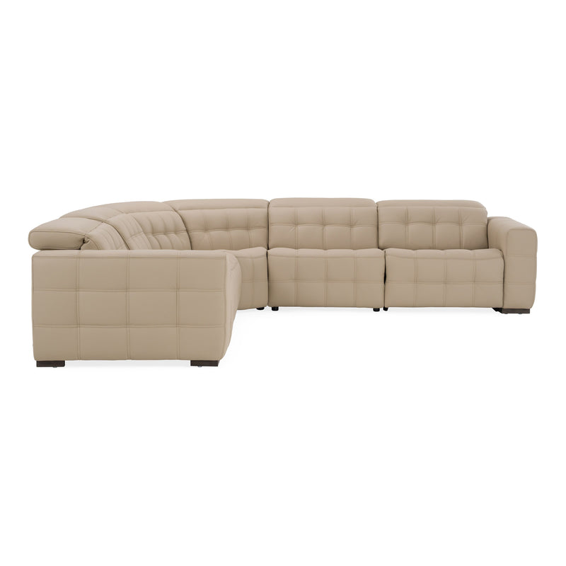 Carney - Modern Beige Leather Sectional Sofa + 3 Recliners — view 3