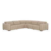 Carney - Modern Beige Leather Sectional Sofa + 3 Recliners — view 2