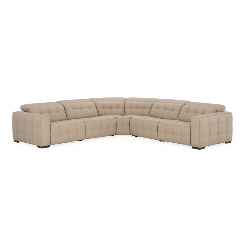 Carney - Modern Beige Leather Sectional Sofa + 3 Recliners — view 2