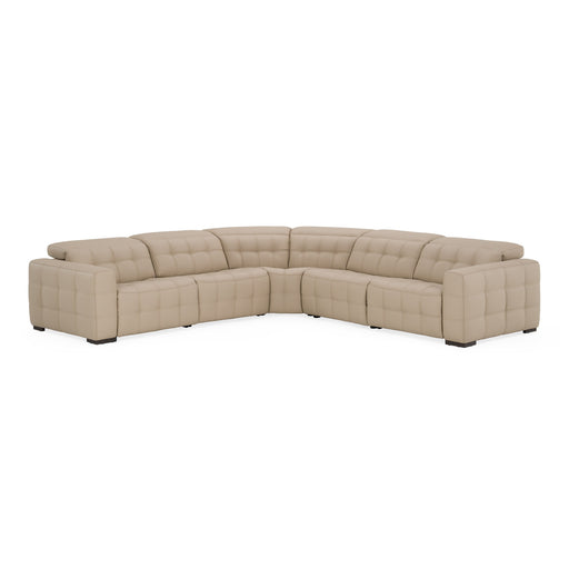 Carney - Modern Beige Leather Sectional Sofa + 3 Recliners — view 2