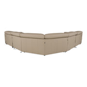 Carney - Modern Beige Leather Sectional Sofa + 3 Recliners — view 5