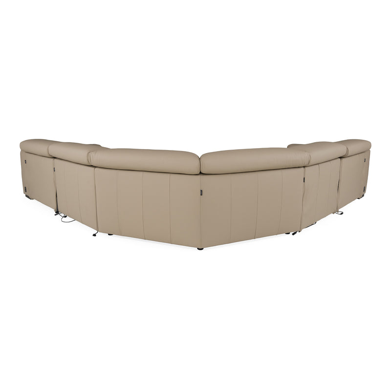 Carney - Modern Beige Leather Sectional Sofa + 3 Recliners — view 5