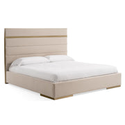 Cartier - Modern Beige Velvet + Brushed Brass 4-Piece Bedroom Set — view 2