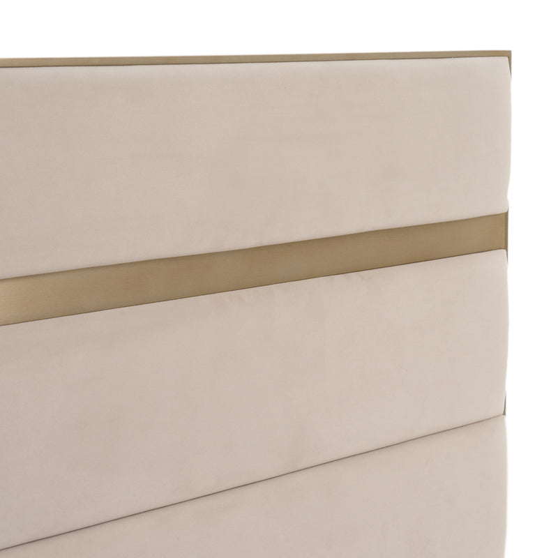 Cartier - Modern Beige Velvet + Brushed Brass 4-Piece Bedroom Set — view 3