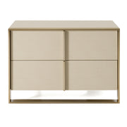 Cartier - Modern Beige Shagreen and Brushed Brass Nightstand — view 2