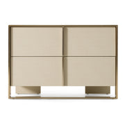 Cartier - Modern Beige Shagreen and Brushed Brass Nightstand — view 3