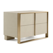 Cartier - Modern Beige Shagreen and Brushed Brass Nightstand — view 4