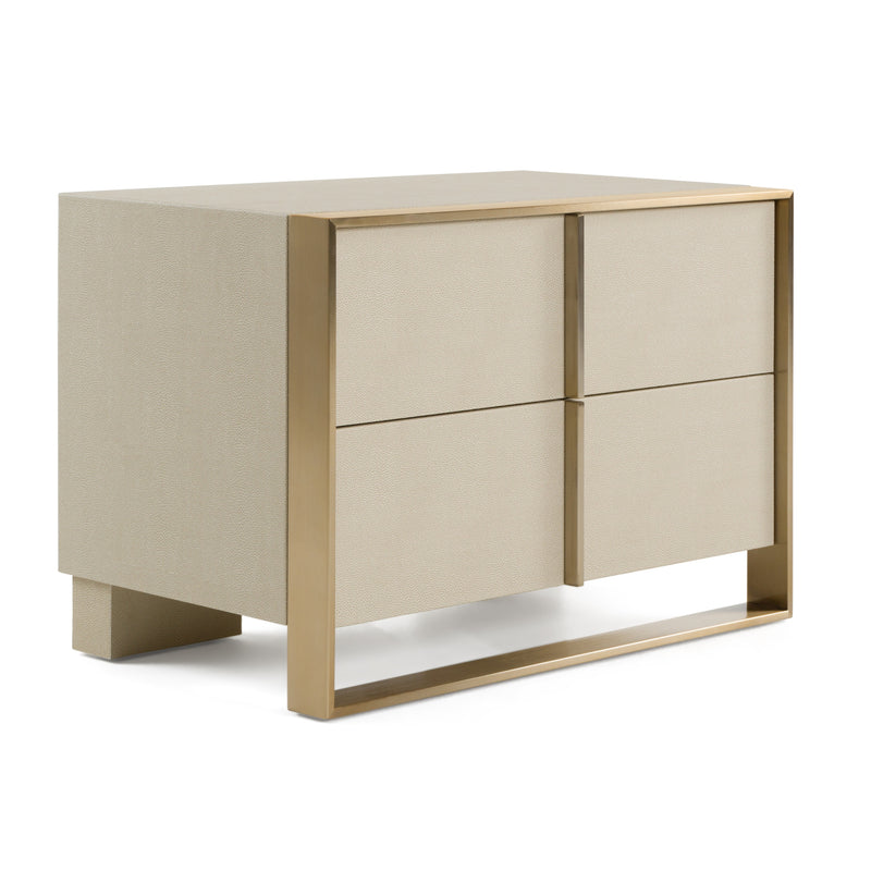 Cartier - Modern Beige Velvet + Brushed Brass 4-Piece Bedroom Set — view 4