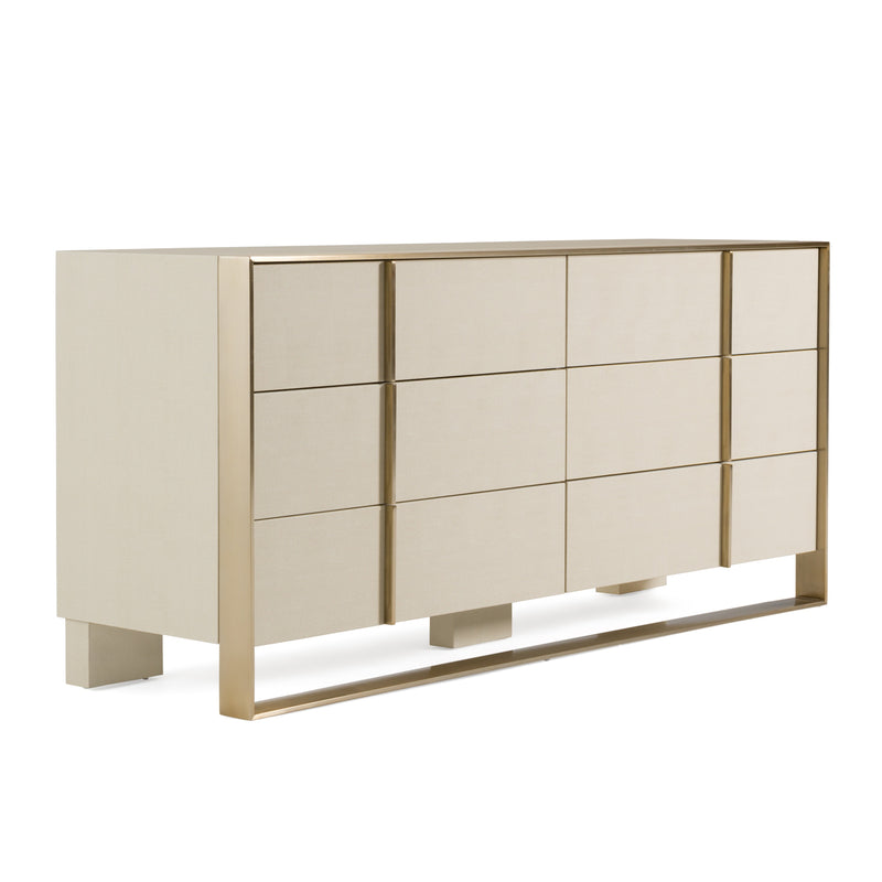 Cartier - Modern Beige Shagreen and Brushed Brass Dresser — view 5