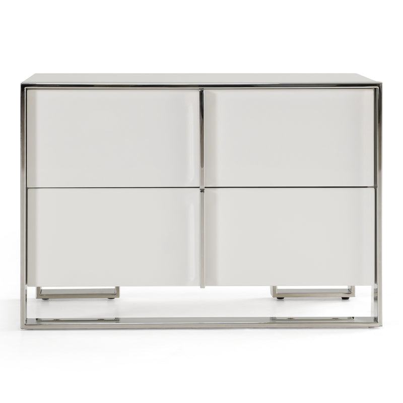 Cartier - Modern White + Stainless Steel Nightstand — view 4