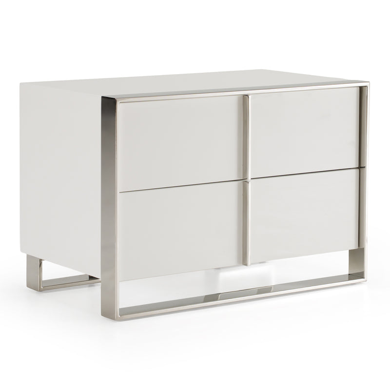 Cartier - Modern White + Stainless Steel Nightstand — view 5