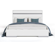 Cartier - Modern White Vegan Leather + Stainless Steel 4-Piece Bedroom Set — view 2