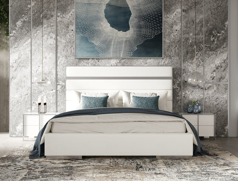 Cartier - Modern White + Stainless Steel Nightstand — view 2