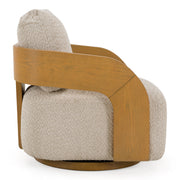 Caruso - Modern Beige Fabric + Natural Oak Swivel Accent Chair — view 2