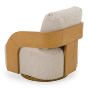 Caruso - Modern Beige Fabric + Natural Oak Swivel Accent Chair — view 3