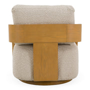 Caruso - Modern Beige Fabric + Natural Oak Swivel Accent Chair — view 4