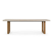 Cascais - Outdoor Grey + Faux Travertine + Eucalyptus Dining Table — view 3