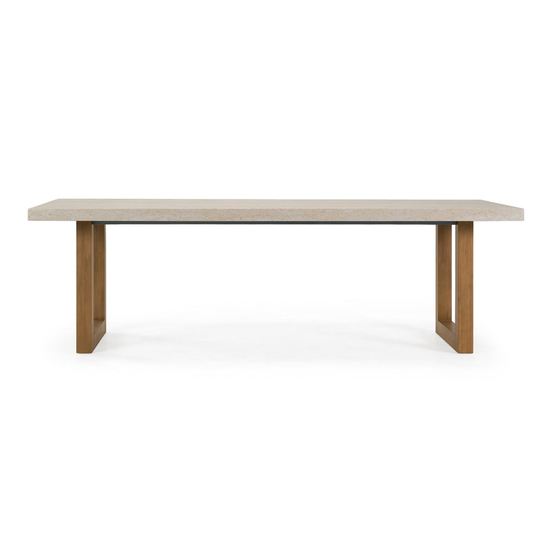 Cascais - Outdoor Grey + Faux Travertine + Eucalyptus Dining Table — view 3