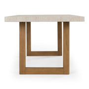 Cascais - Outdoor Grey + Faux Travertine + Eucalyptus Dining Table — view 5
