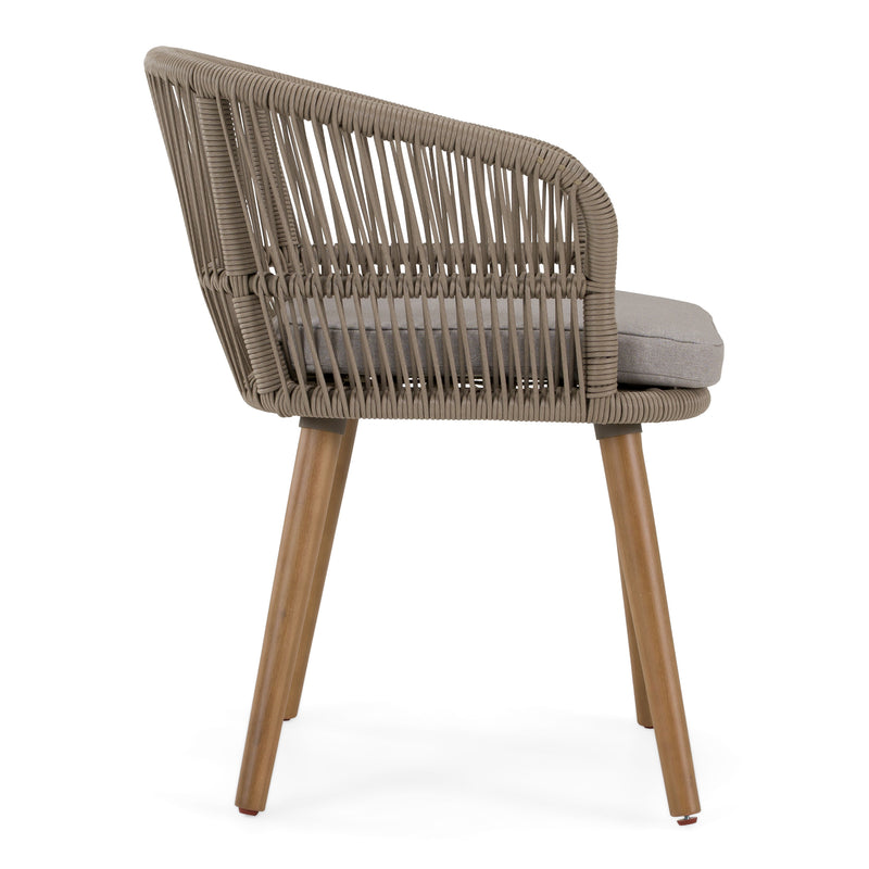Cascais - Outdoor Light Grey Fabric + Eucalyptus Dining Chair (Set of 2) — view 3