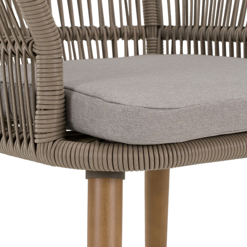 Cascais - Outdoor Grey + Faux Travertine + Eucalyptus Dining Table Set — view 4