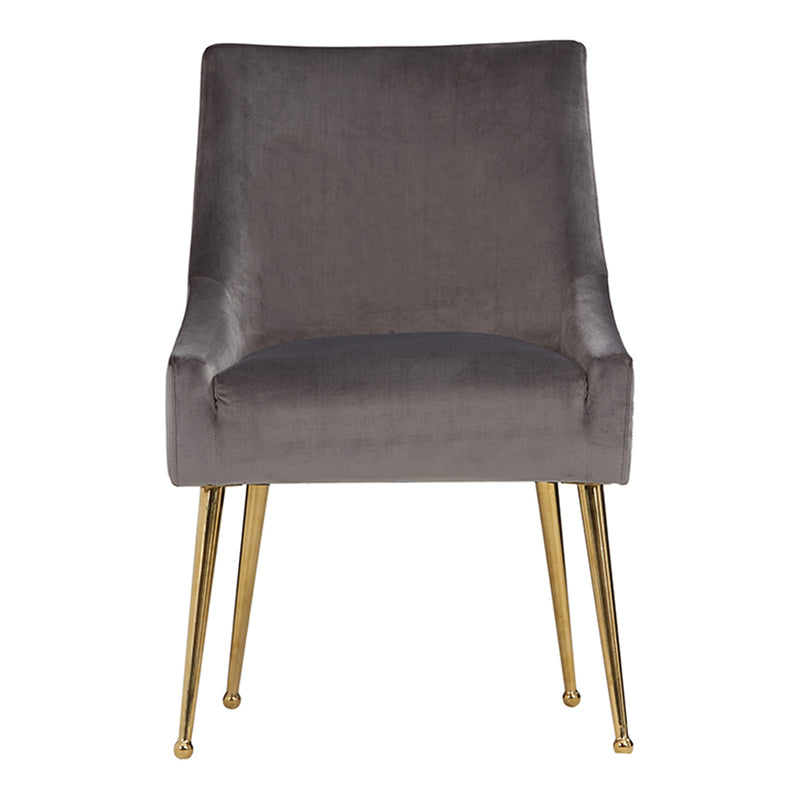Castana Modern Grey Velvet & Gold Dining Chair (Set of 2) — view 5